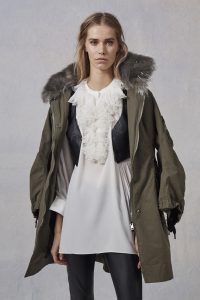 Prefall 17, Ermanno Scervino, khaki coat, fur, white ruffles, fashion blogger, fashion blog