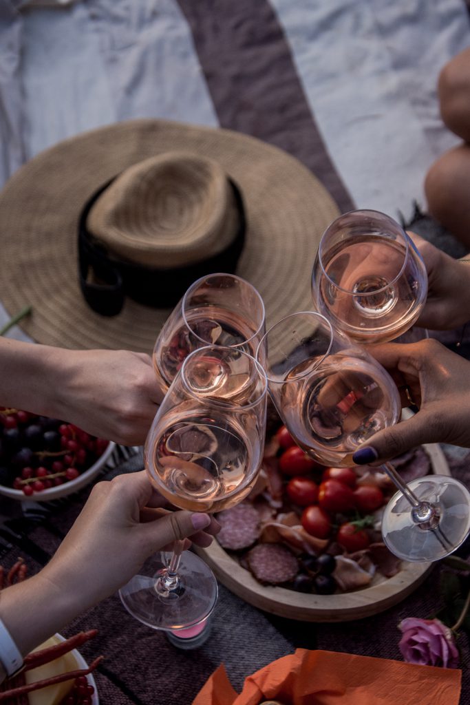 Rosé, Wein, mit Freunden, beisammen