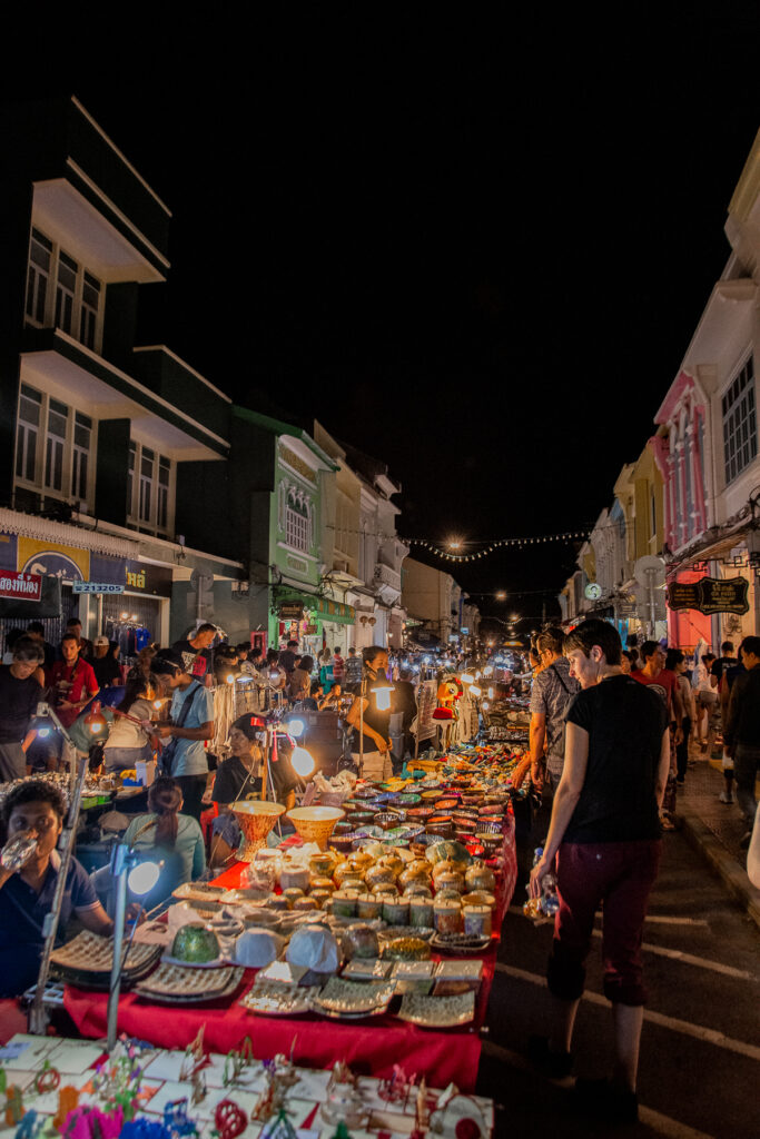 Thailand, street market, night, food, Phuket, people